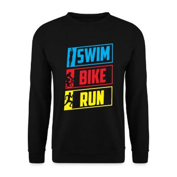 Swim Bike Run Triathlon Triathlet Triathletin - Unisex Pullover - Schwarz - Vorne - Alina (178cm) & Michal (187cm)