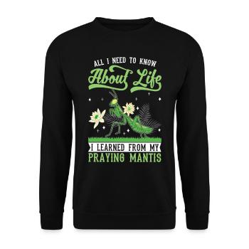 Gottesanbeterin Mantis Fangschrecke - Unisex Pullover - Schwarz - Vorne - Alina (178cm) & Michal (187cm)