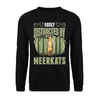 Easily distracted by Meerkat - Unisex Pullover - Schwarz - Vorne - Alina (178cm) & Michal (187cm)