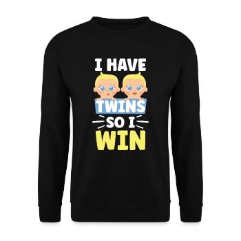 Ich Habe Zwillinge Also Gewinne Ich Zwilling - Unisex Pullover - Schwarz - Vorne - Alina (178cm) & Michal (187cm)