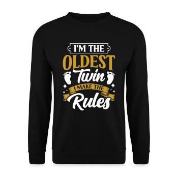 I'm the oldest twin, I make the rules - Unisex Sweatshirt - black - Front - Alina (178cm) & Michal (187cm)
