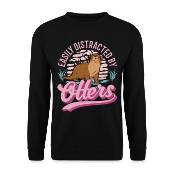 Facilement distrait par les loutres Loutre Loutre Loutre Loutre - Sweat-shirt Unisexe - noir - Devant - Alina (178cm) & Michal (187cm)