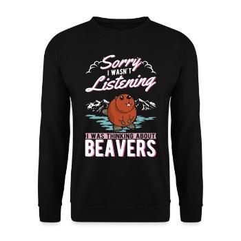 Beaver Beaver Dam Gift Beaver - Unisex Sweatshirt - black - Front - Alina (178cm) & Michal (187cm)