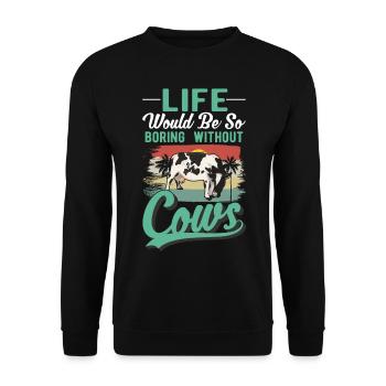 Vache éleveuse de bovins agriculteur vaches - Sweat-shirt Unisexe - noir - Devant - Alina (178cm) & Michal (187cm)