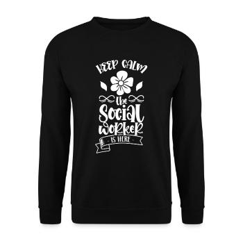 Restez calme Le travailleur social est là Formation - Sweat-shirt Unisexe - noir - Devant - Alina (178cm) & Michal (187cm)