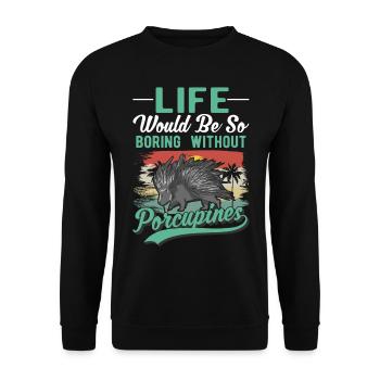 Porcupine Gift Porcupine - Unisex Sweatshirt - black - Front - Alina (178cm) & Michal (187cm)