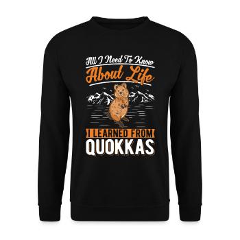 Quokka Geschenk Kurzschwanzkänguru - Unisex Pullover - Schwarz - Vorne - Alina (178cm) & Michal (187cm)