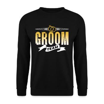 Bräutigam Team Sprüche Hochzeit Heirat Party - Unisex Pullover - Schwarz - Vorne - Alina (178cm) & Michal (187cm)