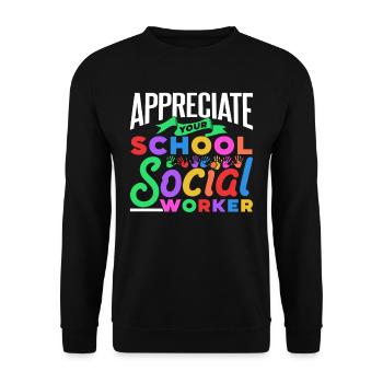 Appréciez votre profession de travailleur social scolaire - Sweat-shirt Unisexe - noir - Devant - Alina (178cm) & Michal (187cm)