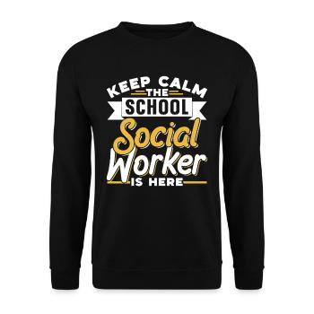 Keeping calm The school social worker is a profession - Unisex Sweatshirt - black - Front - Alina (178cm) & Michal (187cm)
