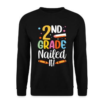 Zweite Klasse Volltreffer Zweitklässler Lehrer - Unisex Pullover - Schwarz - Vorne - Alina (178cm) & Michal (187cm)
