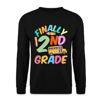 Endlich Zweite Klasse Lehrer Schule Zweitklässler - Unisex Pullover - Schwarz - Vorne - Alina (178cm) & Michal (187cm)