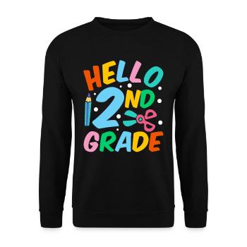 Hallo 2. Klasse Zweite Klasse Zweitklässler - Unisex Pullover - Schwarz - Vorne - Alina (178cm) & Michal (187cm)