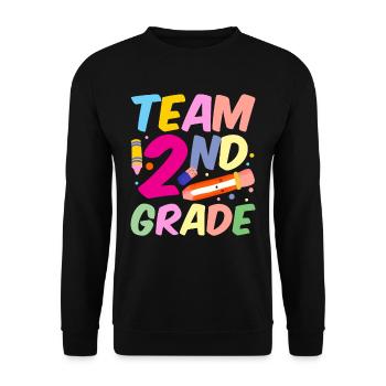 Team Zweite Klasse Lehrer Zweitklässler Schule - Unisex Pullover - Schwarz - Vorne - Alina (178cm) & Michal (187cm)