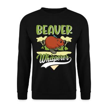Beaver Whispering Beaver Dam - Unisex Sweatshirt - black - Front - Alina (178cm) & Michal (187cm)