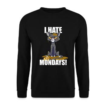 Cat i hate mondays funny monday saying - Unisex Sweatshirt - black - Front - Alina (178cm) & Michal (187cm)