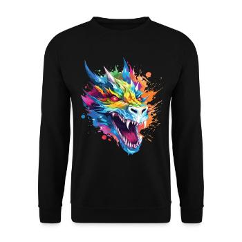 Dragon Fantasy Magic Mysticism Creature Animal Colorful - Unisex Sweatshirt - black - Front - Alina (178cm) & Michal (187cm)