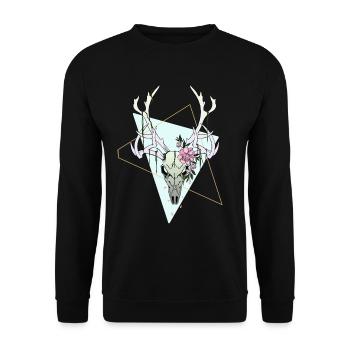 Aesthetic Deer Skull Deer Head Pastel Design - Unisex Sweatshirt - black - Front - Alina (178cm) & Michal (187cm)