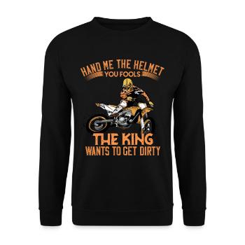 Lustiger Motocross Spruch für den Motorsport König - Unisex Pullover - Schwarz - Vorne - Alina (178cm) & Michal (187cm)