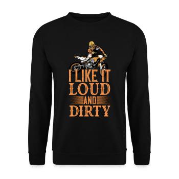 Motocross funny saying I like it loud and dirty - Unisex Sweatshirt - black - Front - Alina (178cm) & Michal (187cm)
