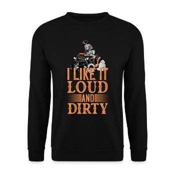 Quad Spruch J’aime ça fort et sale Sport automobile - Sweat-shirt Unisexe - noir - Devant - Alina (178cm) & Michal (187cm)