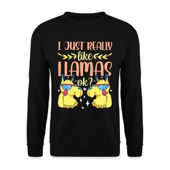 I just like llamas very much animal llama llama - Unisex Sweatshirt - black - Front - Alina (178cm) & Michal (187cm)