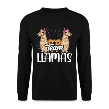 Team Llamas Christmas Animal Llama Lama Sayings - Unisex Sweatshirt - black - Front - Alina (178cm) & Michal (187cm)