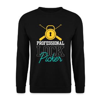 Professional Lock Cracker Lock Picker Cracking - Unisex Sweatshirt - black - Front - Alina (178cm) & Michal (187cm)
