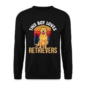 Dieser Junge Liebt Retriever Retrievers Hund - Unisex Pullover - Schwarz - Vorne - Alina (178cm) & Michal (187cm)