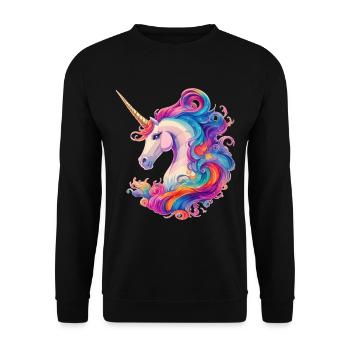 Unicorn mythical creature with rainbow mane unicorn - Unisex Sweatshirt - black - Front - Alina (178cm) & Michal (187cm)