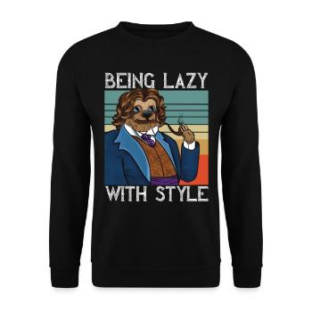 Paresseux disant être paresseux avec le style Design rétro - Sweat-shirt Unisexe - noir - Devant - Alina (178cm) & Michal (187cm)