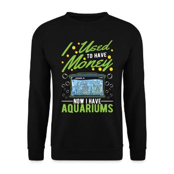 Aquarium Money Aquaristics Aquarist Aquarist - Unisex Sweatshirt - black - Front - Alina (178cm) & Michal (187cm)