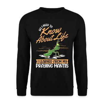 Gottesanbeterin Mantis Fangschrecke - Unisex Pullover - Schwarz - Vorne - Alina (178cm) & Michal (187cm)