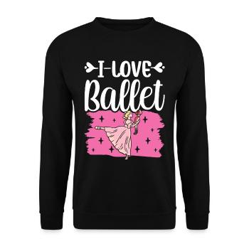Ich Liebe Ballett Ballerina Balletttänzer Hobby - Unisex Pullover - Schwarz - Vorne - Alina (178cm) & Michal (187cm)