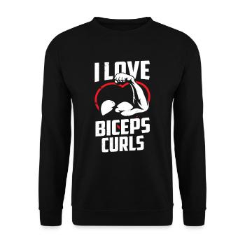 I love bicep curls biceps muscles sayings - Unisex Sweatshirt - black - Front - Alina (178cm) & Michal (187cm)