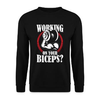 Arbeiten Sie An Ihrem Bizeps Workout Muskeln Curls - Unisex Pullover - Schwarz - Vorne - Alina (178cm) & Michal (187cm)