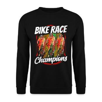 Radrennen Champions Fahrrad Radrennfahrer - Unisex Pullover - Schwarz - Vorne - Alina (178cm) & Michal (187cm)