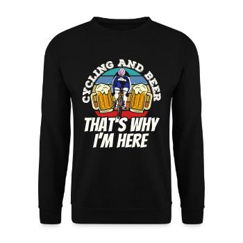 Radfahren Und Bier Deshalb Bin Ich Hier Fahrrad - Unisex Pullover - Schwarz - Vorne - Alina (178cm) & Michal (187cm)