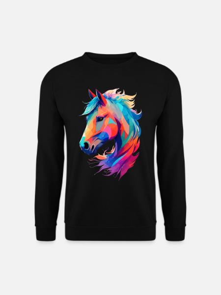 Reitsport Pferde Design Kunstvolle Illustration - Unisex Pullover - Schwarz