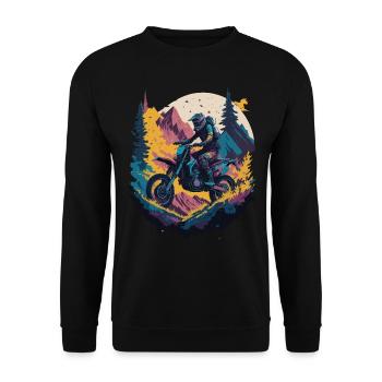 Motocross Biker Rennen Dirt Bike Motorrad Offroad - Unisex Pullover - Schwarz - Vorne - Alina (178cm) & Michal (187cm)