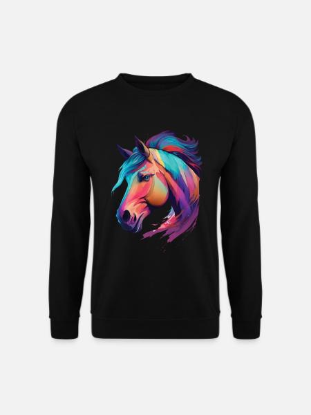 Pony Pferd Kopf schönes Kunstwerk für Reiter - Unisex Pullover - Schwarz