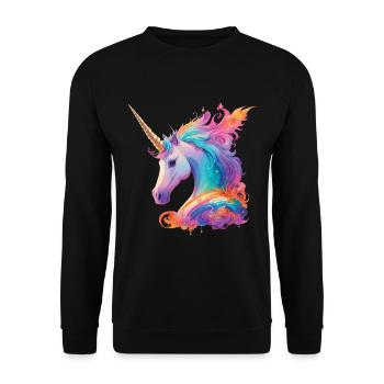 Beautiful unicorn horse pony with rainbow mane - Unisex Sweatshirt - black - Front - Alina (178cm) & Michal (187cm)