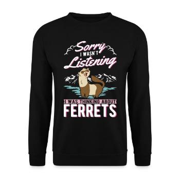 Frettchen Liebhaber Ferret Geschenk - Unisex Pullover - Schwarz - Vorne - Alina (178cm) & Michal (187cm)