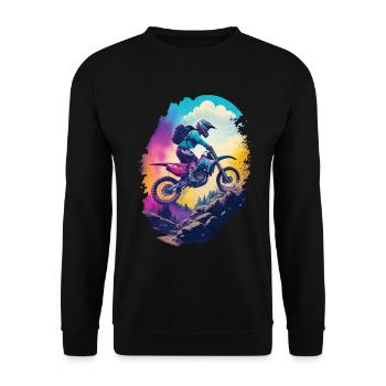 Motocross Racing Illustration Motorsport Biker - Unisex Pullover - Schwarz - Vorne - Alina (178cm) & Michal (187cm)
