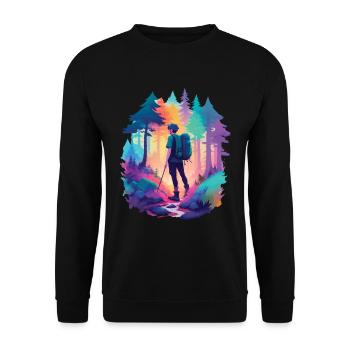 Hiking Nature Hiking Holiday Hikers in the forest - Unisex Sweatshirt - black - Front - Alina (178cm) & Michal (187cm)