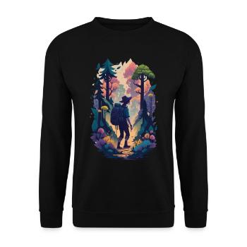Holidays Nature Hiking in the mountains Leisure Hobby - Unisex Sweatshirt - black - Front - Alina (178cm) & Michal (187cm)