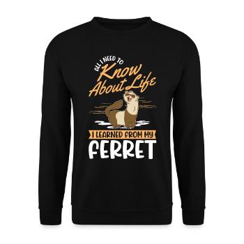 Frettchen Spruch Ferret - Unisex Pullover - Schwarz - Vorne - Alina (178cm) & Michal (187cm)