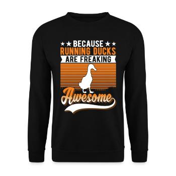 Indian Running Duck Gift Runner Duck - Unisex Sweatshirt - black - Front - Alina (178cm) & Michal (187cm)