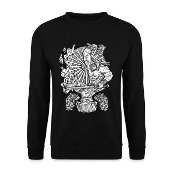 Viking blacksmith runes hammer and sword - Unisex Sweatshirt - black - Front - Alina (178cm) & Michal (187cm)