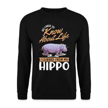 Hippo Cadeau Hippo Hippo Hippo - Sweat-shirt Unisexe - noir - Devant - Alina (178cm) & Michal (187cm)